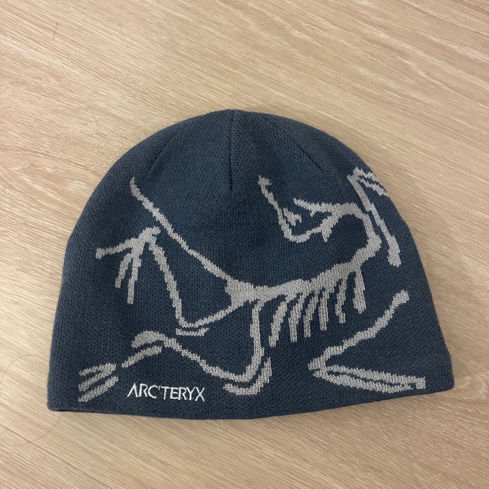 Arc'teryx Blue and Gray Knit Beanie Hat